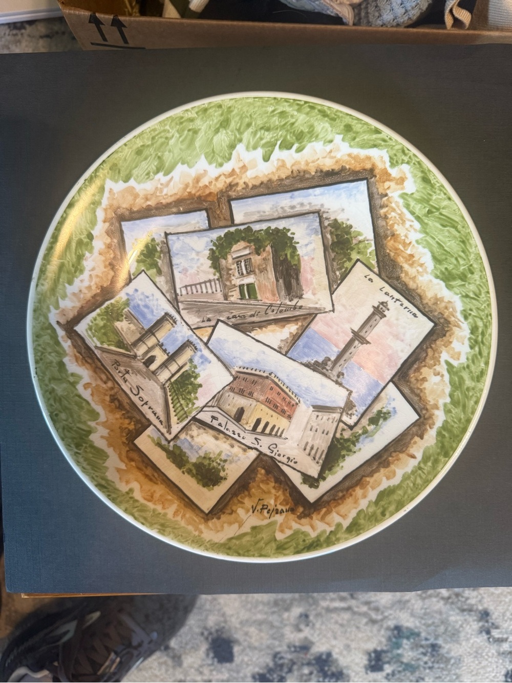 Scenic Decorative Plate with images from attractions in Genova, Spain